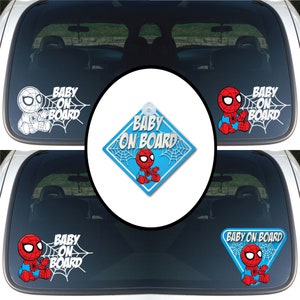 3D sticker BABY IN CAR on board sticker silver blue emblem boy car 