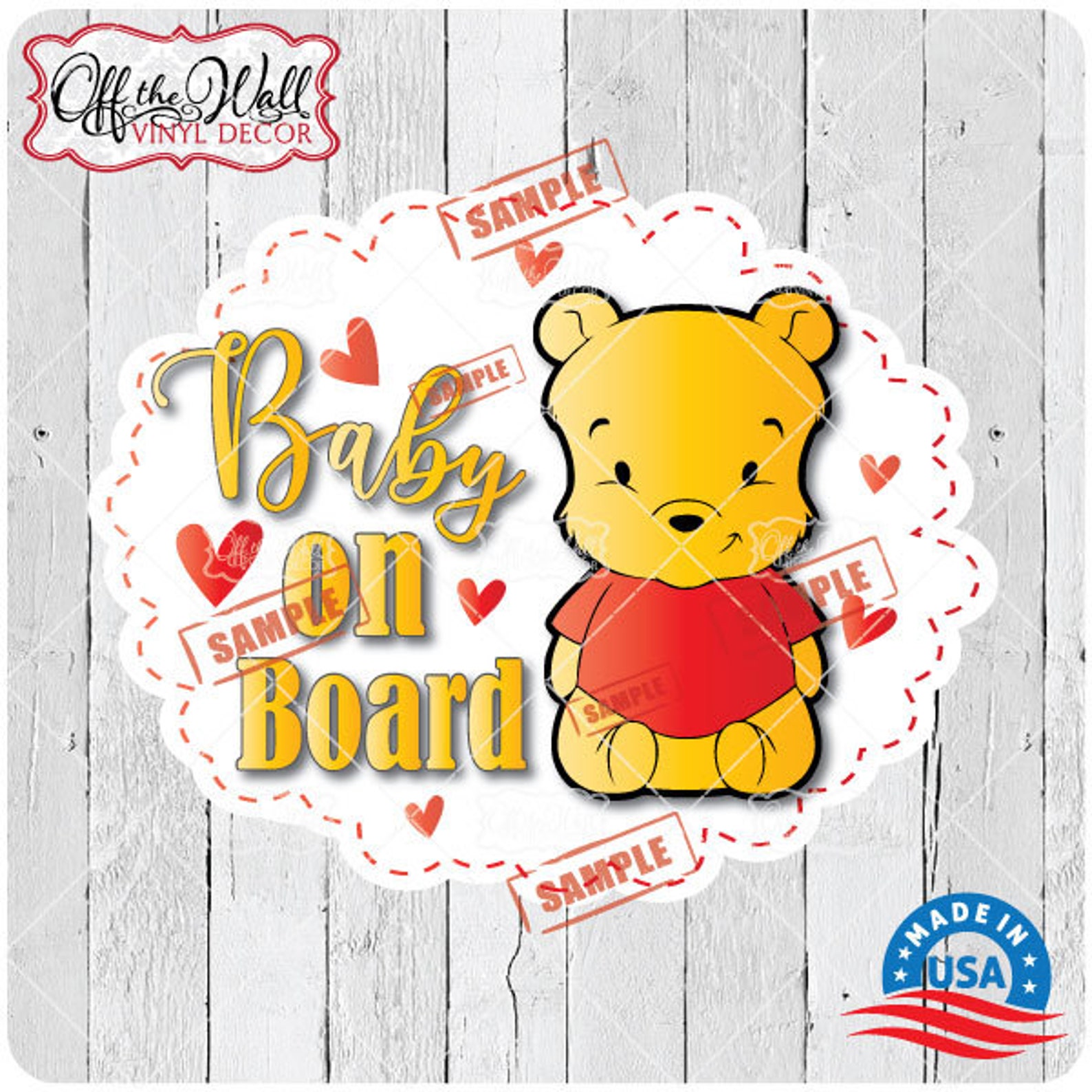 Baby Pooh Bear BABY ON BOARD Car Decal Etsy