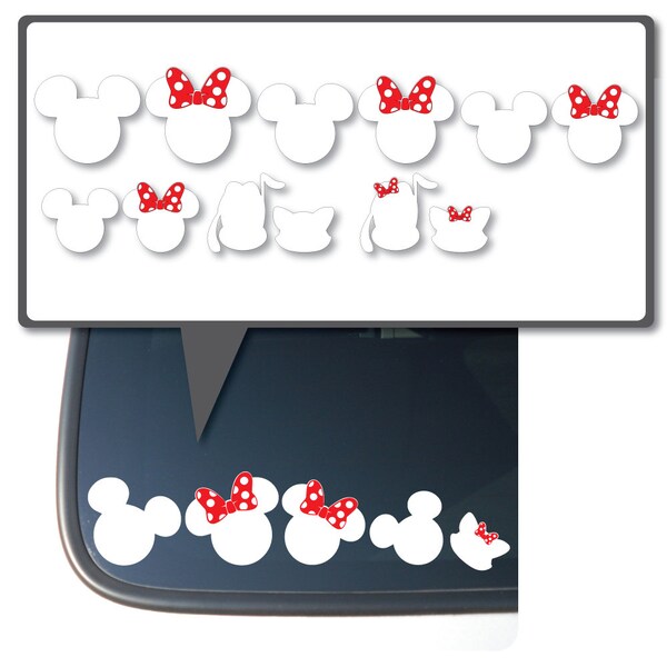 Mouse Silhouette Stick Family | Vehicle Vinyl Decal Sticker