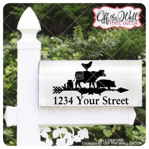 Includes 2 Farmhouse Styled Weathervane Rooster, Cow and Pig Vinyl Mailbox Lettering Decoration Decal Sticker X2 For Each Side
