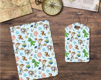Passport Holder/Cover & Luggage Tags | Toys Fabric Collage