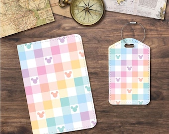 Passport Holder & Luggage Tags | Fabric Mouse Ears Color Checkered