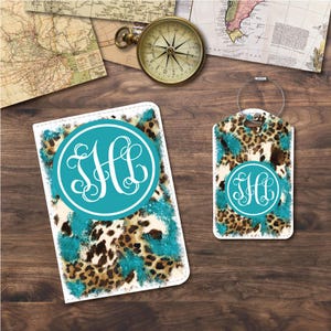 Monogram | Passport Holder & Luggage Tags | Travel Set | Leopard Print