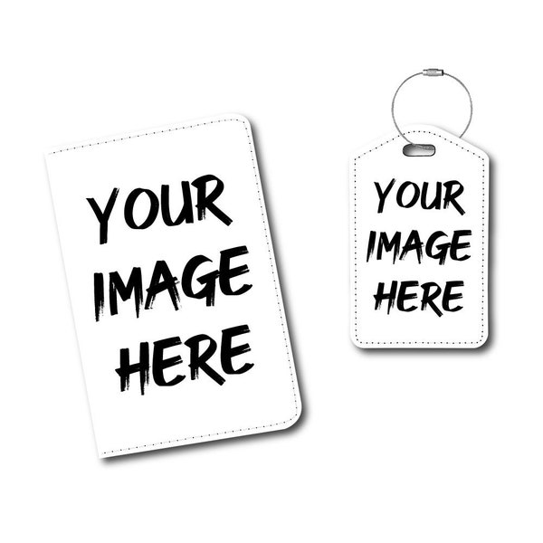 Custom Your Image | Faux Leather Passport Holder/Cover & Luggage Tags | Travel Set