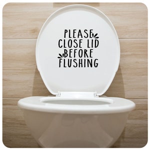 Farmhouse Style Bathroom Toilet "Please close lid before Flushing" Vinyl Lettering Decal Sticker #FHD2