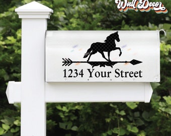 Farmhouse Styled Weather-vane HORSE Vinyl Mailbox Lettering Decoration Decal #WHD1
