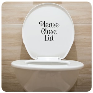 Bathroom Toilet &quot;Please Close Lid&quot; Vinyl Lettering Decal Sticker