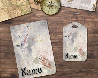 Passport Holder/Cover & Luggage Tags | Wizard Owl Elements
