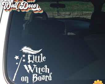 Little Witch[es] on Board" Vinyl Car/Truck Decal Sticker | Wizard Font