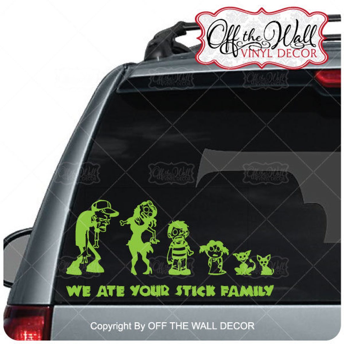 Zombie Family Stick Figure Vinyl Car Decal Sticker Etsy