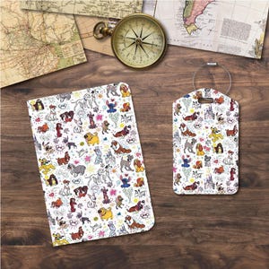 Passport Holder & Luggage Tags | Travel Set | Dogs Fabric Collage