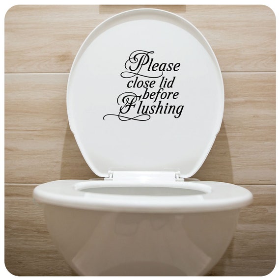 Bathroom Toilet Please close lid before Flushing Vinyl Lettering Decal  Sticker #BL1