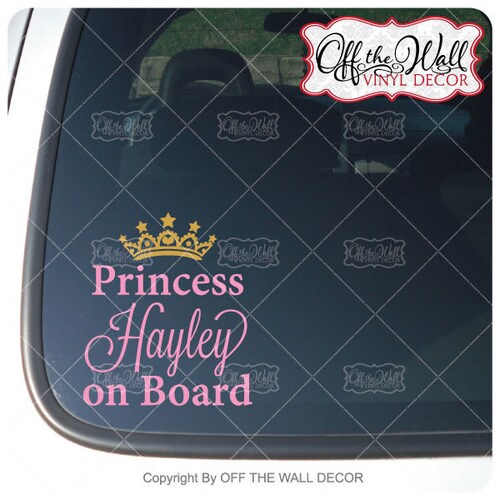 Princess Mollie On Board Personalised Girl Car Sign Child Gift 001 