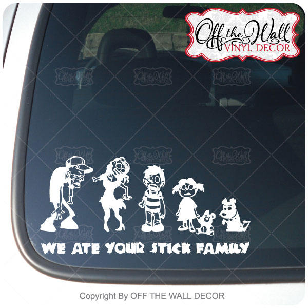 Zombie Family Stick Figure Vinyl Car Decal Sticker