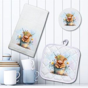 Adorable Farmhouse Styled Vintage Look 3pc Set | Highland Cows | 5 Designs