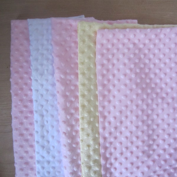 Minky Dot fabric bundle, Minky Fleece bundle, hot pink Minky dot fleece, pink Minky dot, white Minky dot, yellow Minky dot, bundle
