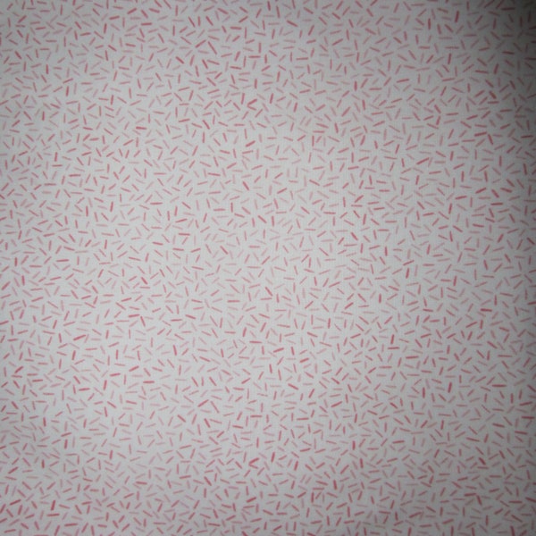 Cotton Fabric, Just Desserts, Pink print fabric, pink sprinkles on white background, Diane Knott for Clothworks, 2 yards