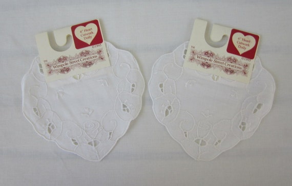 6 inch Heart Cutwork Doilies Wimpole Street Creations doilies White Doilies New NOS Vintage Cutwork Doilies