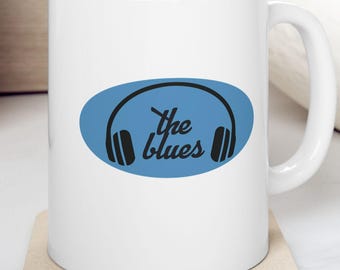 Blues Headphones Mug | Retro Coffee Cup for Blues Fans & Music Lovers