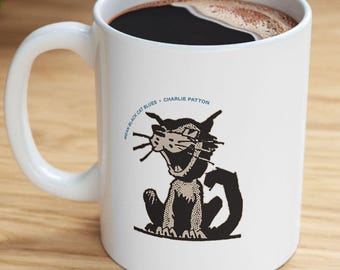 Mean Black Cat Blues Mug | Vintage Charley Patton Delta Blues Coffee Cup