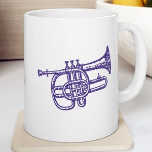 Vintage Cornet Mug | Brass Instrument Coffee Cup for Musicians & Music Lovers