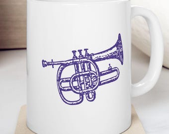 Vintage Cornet Mug | Brass Instrument Coffee Cup for Musicians & Music Lovers