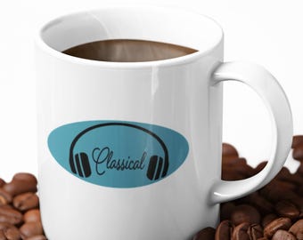 Classical Music Mug | Headphones Coffee Cup for Symphony Fans & Music Lovers