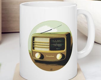 Retro Radio Mug | Vintage Style Coffee Cup for Music Lovers & Audiophiles