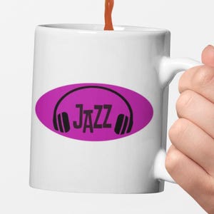 Taza con auriculares de jazz / Taza de café retro de jazz imagen 1
