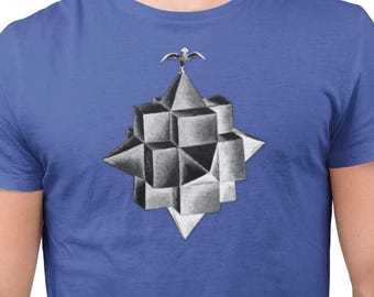 Camiseta geométrica/Ilustración poliédrica vintage de 1568 de Perspectiva Corporum Regularium