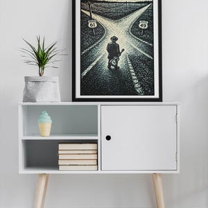 Robert Johnson Crossroads-poster | Gitarist bij Highway 61 & 49 | Deltablueskunst afbeelding 4