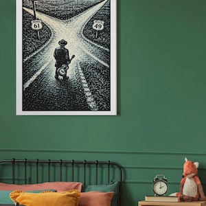 Robert Johnson Crossroads-poster | Gitarist bij Highway 61 & 49 | Deltablueskunst afbeelding 5