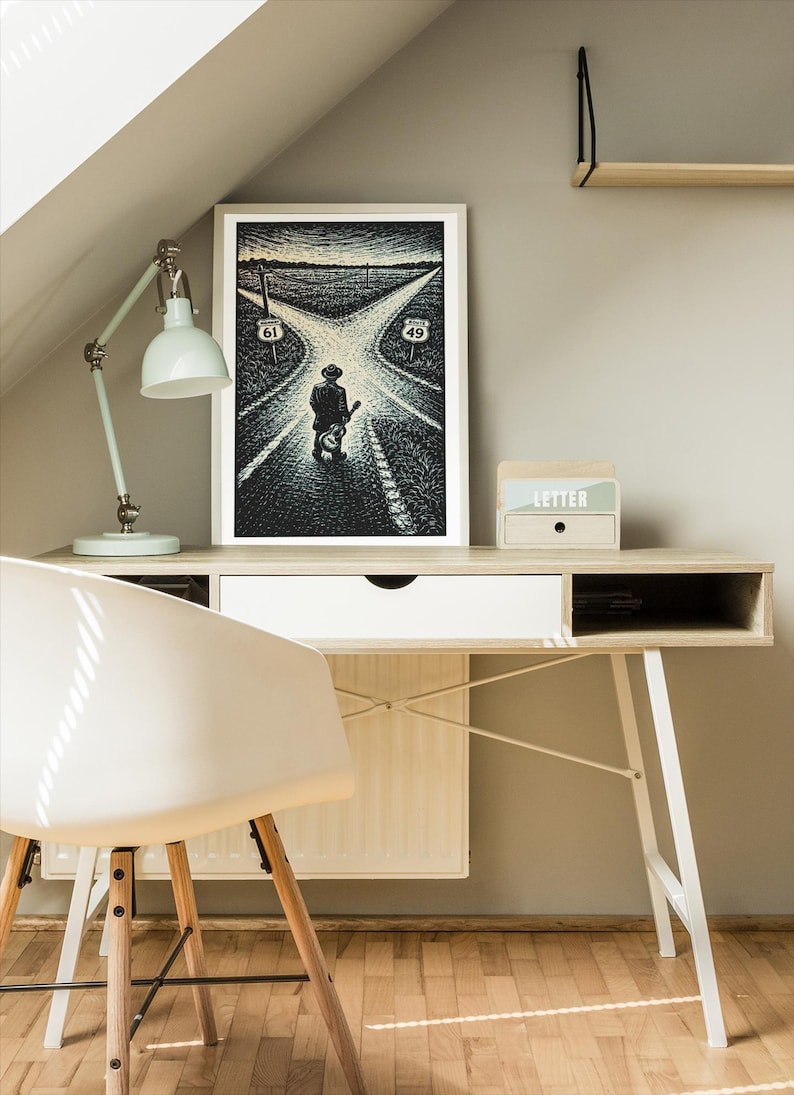Robert Johnson Crossroads-poster | Gitarist bij Highway 61 & 49 | Deltablueskunst afbeelding 7