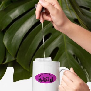 Taza con auriculares de jazz / Taza de café retro de jazz imagen 6