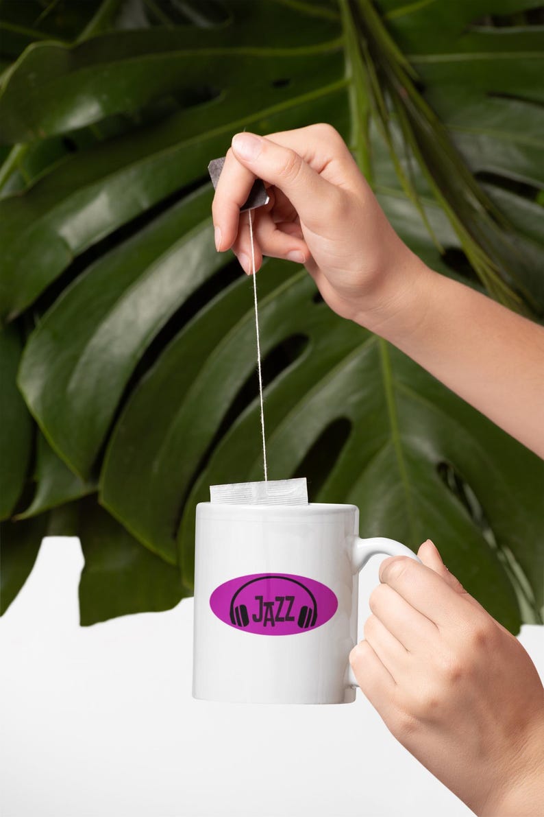 Taza con auriculares de jazz / Taza de café retro de jazz imagen 6
