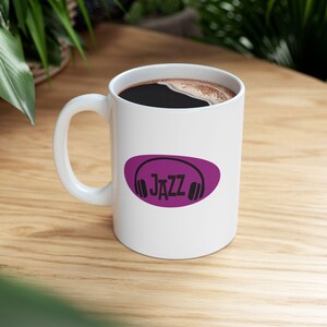 Taza con auriculares de jazz / Taza de café retro de jazz imagen 3