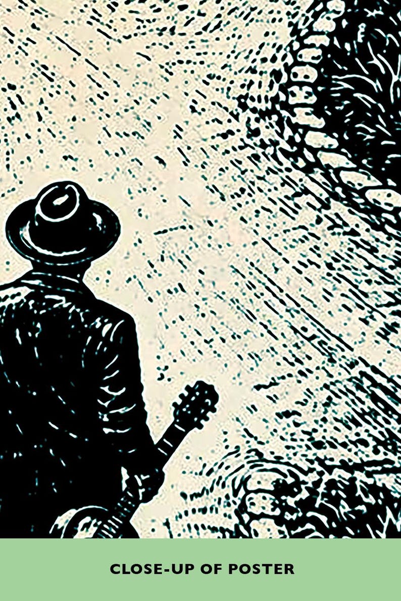 Robert Johnson Crossroads-poster | Gitarist bij Highway 61 & 49 | Deltablueskunst afbeelding 2