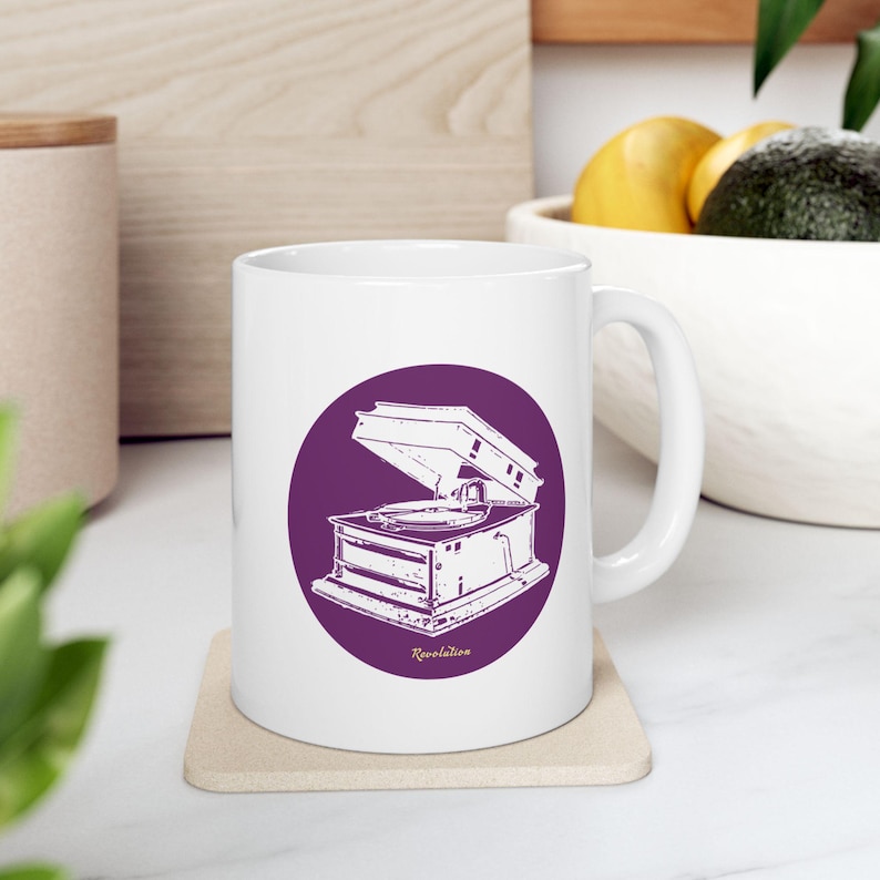 Vintage Record Player Mug | Gramophone "Revolution" Coffee Cup image 4