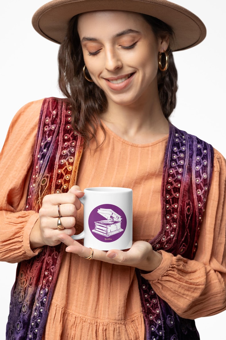 Vintage Record Player Mug | Gramophone "Revolution" Coffee Cup image 1
