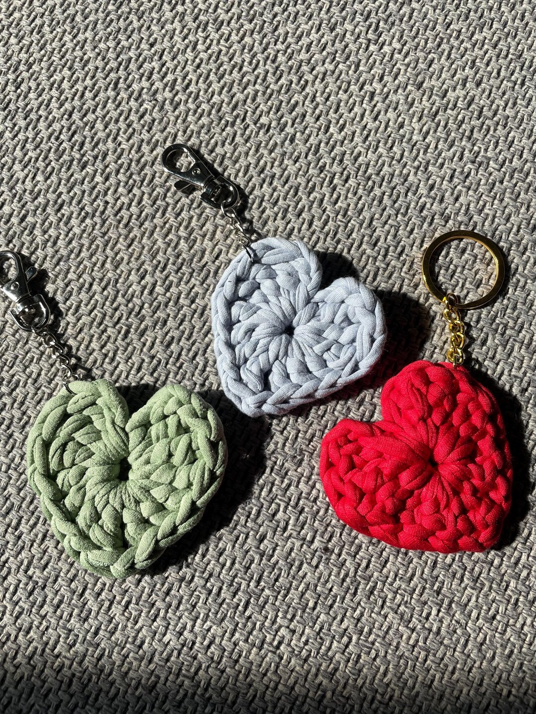 Handmade Crochet Heart Bag Charms/ Keychains - Etsy