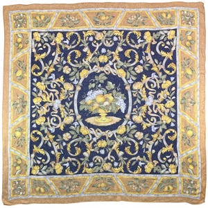 Vintage Gianfranco Lotti Firenze Silk Scarf Flower Scarves Neckwear Wrap Body Scarf  Shawl Silk Square Scarf Vintage Foulard Top Scarf Wrap