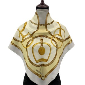 Vintage Trussardi Silk Scarf Classic Scarves Neckwear Accessories Neck Wrap Scarf Classic Shawl Soie Scarf Vintage Foulard Wrap Top