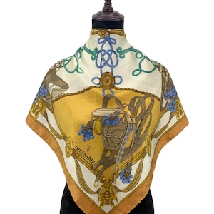 Vintage Trussardi Seidenschal Jacquard Schals Krawatten Accessoires Wrap Körper Schal Trussardi Schal Quadrat Schal Unisex Wear Top Foulard