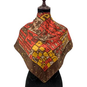 Vintage OMU Seidenschal Abstrakt Schals Krawatte Accessoires Wrap Seide Klassischer Schal Seide quadratischer Schal Babuschka Kunst Abstrakt Foulards Top