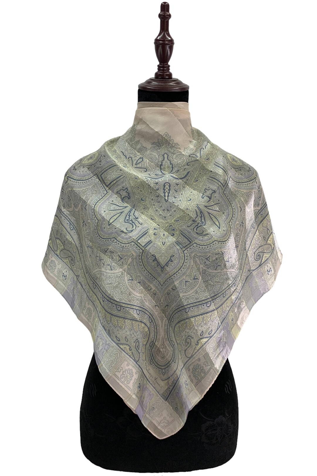 Vintage Philippe Venet Silk Scarf Square Paisley Scarves Neckwear