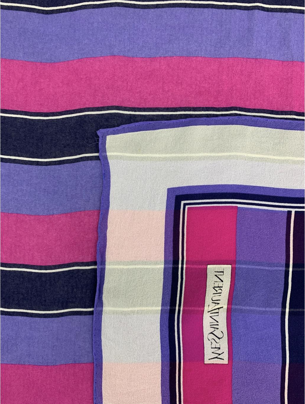 Vintage Yves Saint Laurent Silk Scarf - Pink & Purple 