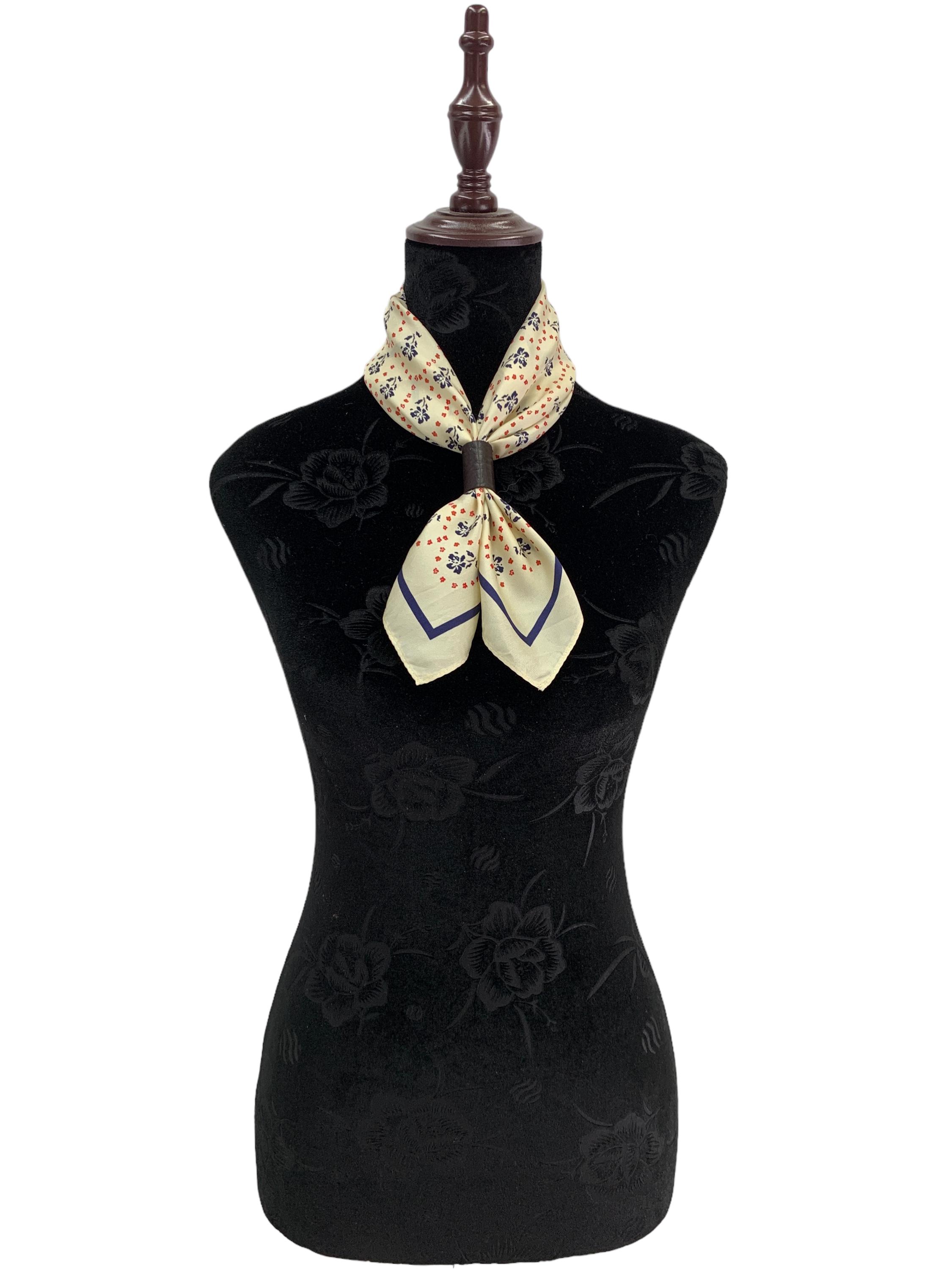 Vintage Ines De La Fressange Silk Scarves Neckerchief Flower Scarf