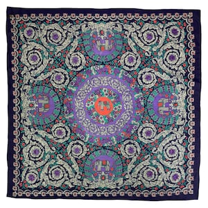 Vintage Thai Silk Scarf Classic Flower Scarves Neckwear Accessories Flowers Shawl Square Scarf Wrap Body Scarf Women Foulards Wrap Top
