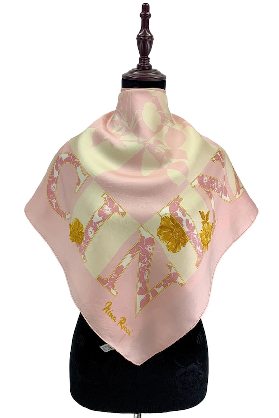 Vintage Nina Ricci Silk Scarf, Pink Floral Print (35x34) - Etsy