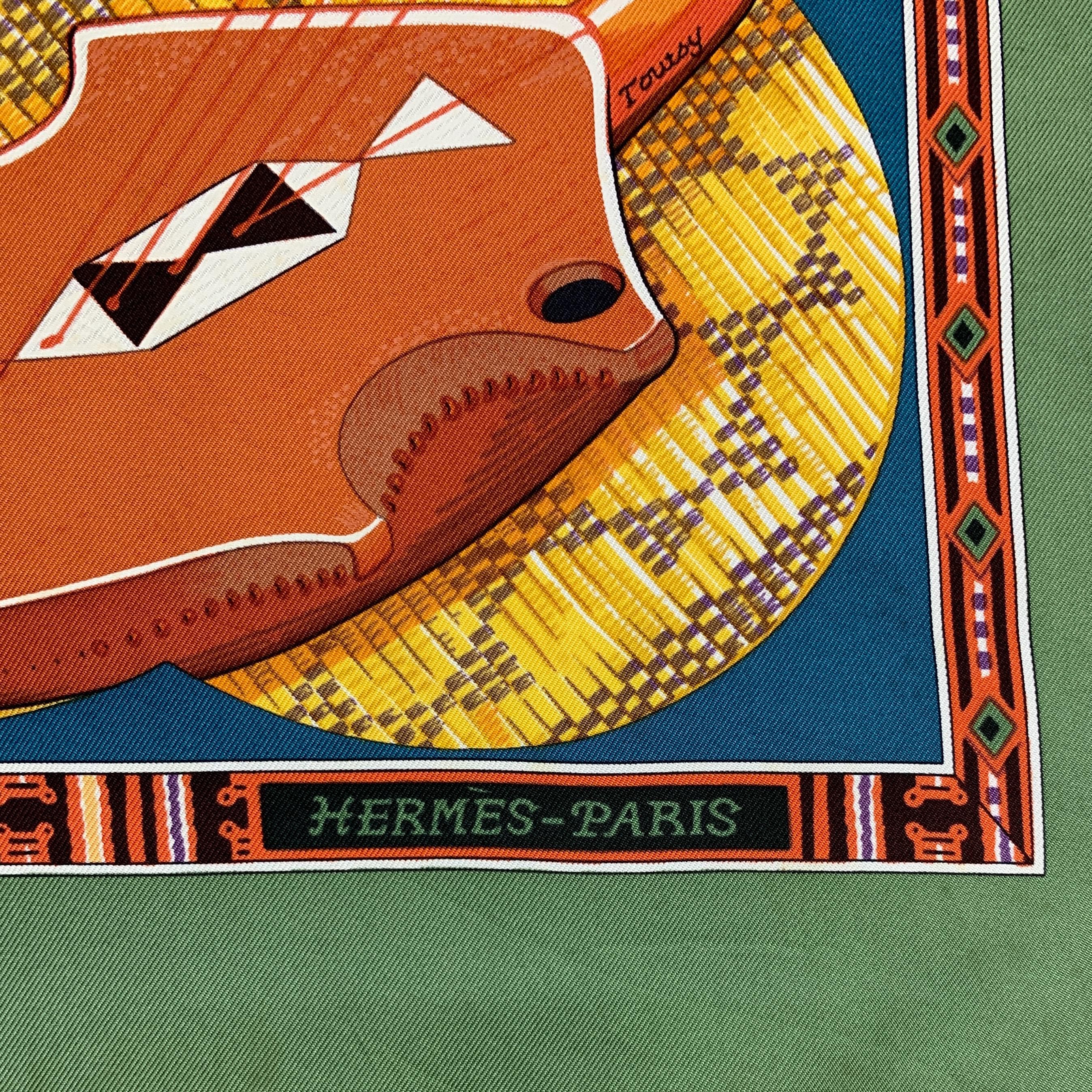 Vintage Hermes Silk Scarf: Au Son Du Tam Tam, 1997 Bourthoumieux